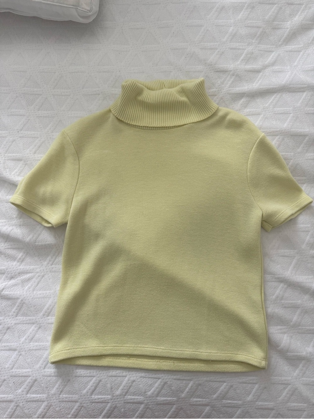 Zara Pale Yellow Short-Sleeve Turtleneck Top